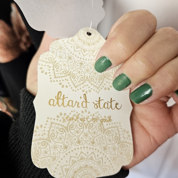 Altar'd State Halter Top Black Peach Floral Mini Dress sz Small - Picture 6 of 15